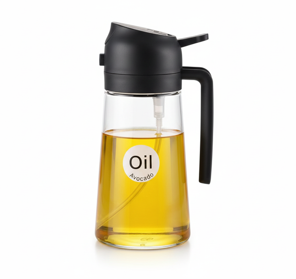 SUGAM MART 500ml 2-in-1 Olive Oil Sprayer & Dispenser Bottle - Glass (Pack of 1)